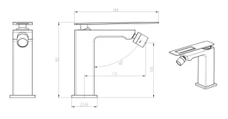 Смеситель для биде Boheme Q 146-BR.2 чёрный/красный
